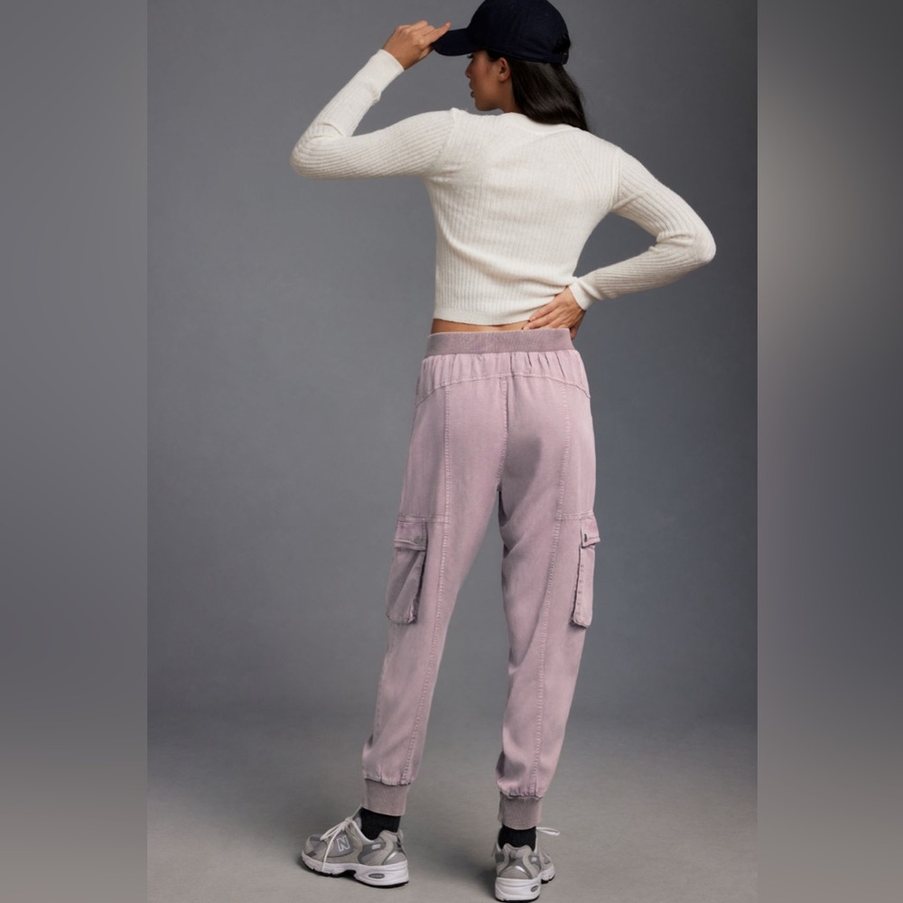 Anthropologie Women's pink mauve Lavender Cargo jogger Pants buttons - Picture 4 of 9